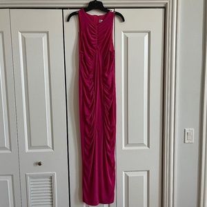 Pink High Neck Ruched Maxi Dress